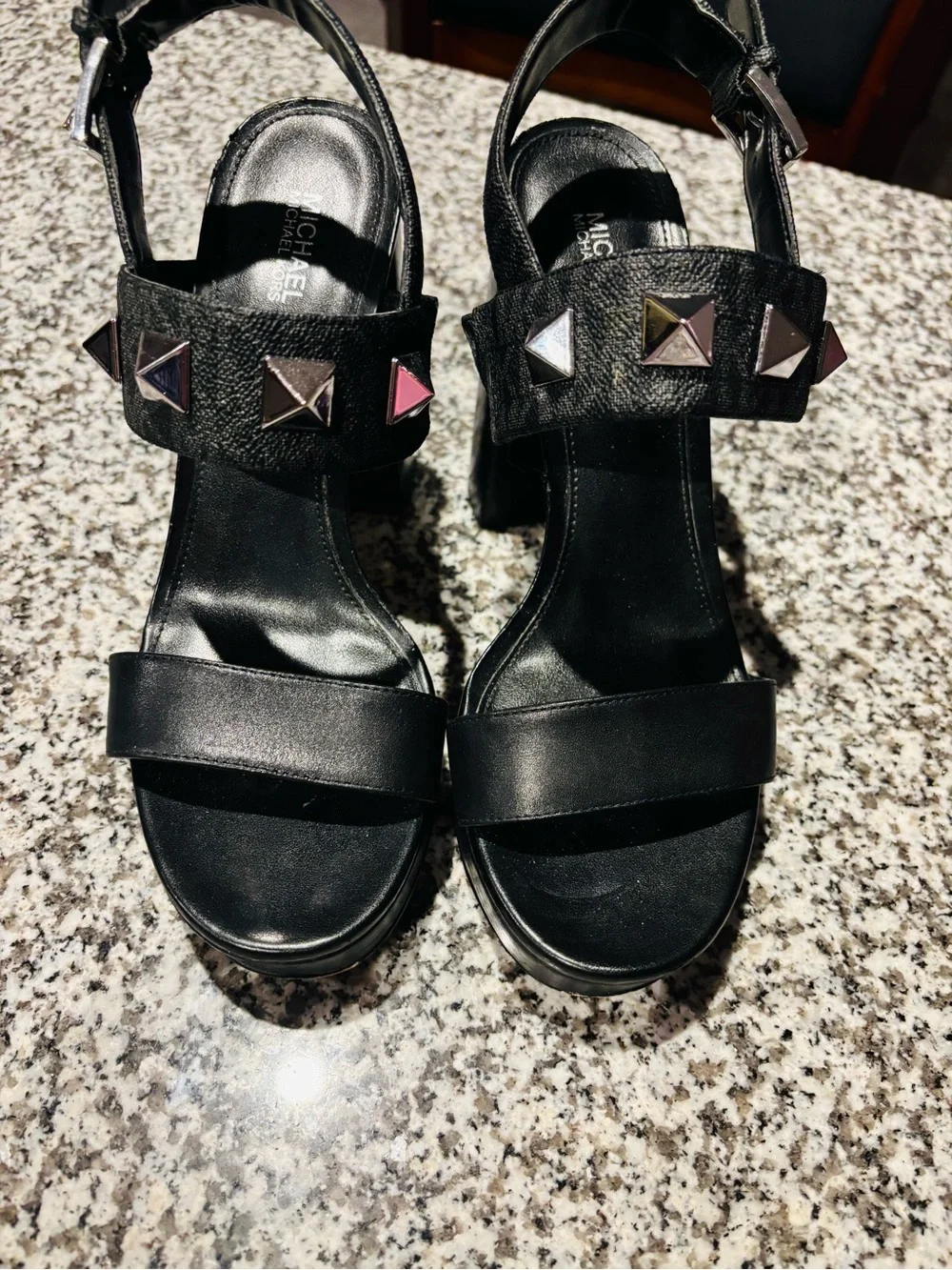 Michael Kors Black Studded Platform Sandal